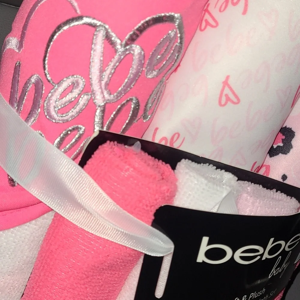 Bebe Baby Pink and White Towel Set